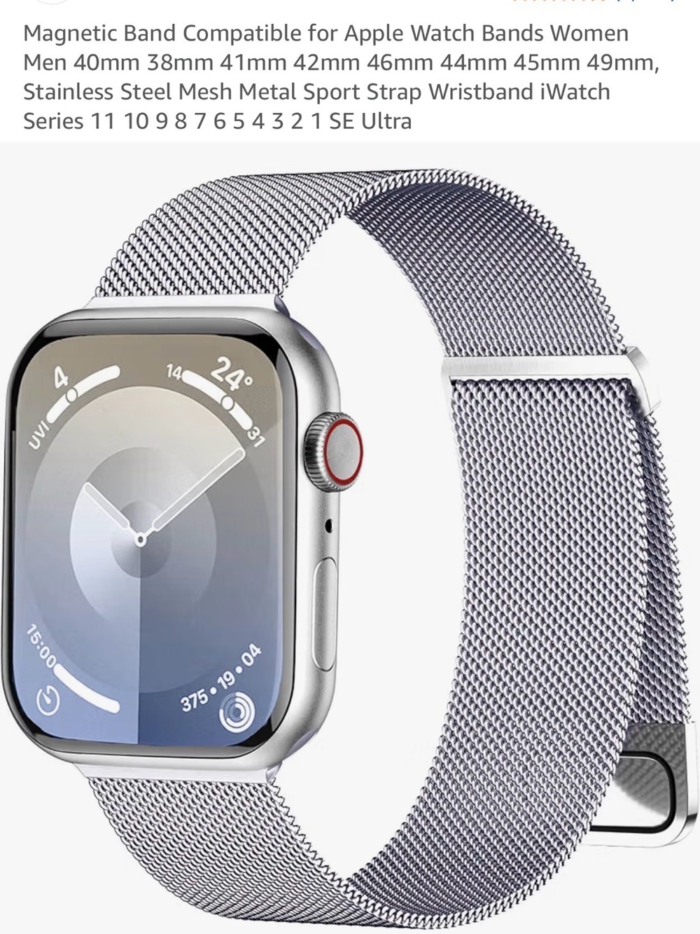 Magnetic Stainless Steel Mesh Band for Apple Watch - Silver